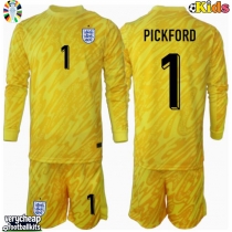 England Jordan Pickford #1 Goalkeeper Replica Away Minikit Euro 2024 Long Sleeve (+ pants)